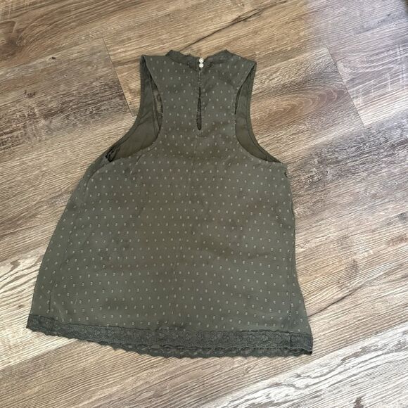 Hollister Olive Green Swiss Dot Lace High Neck Tank Top Size XS - Picture 5 of 9